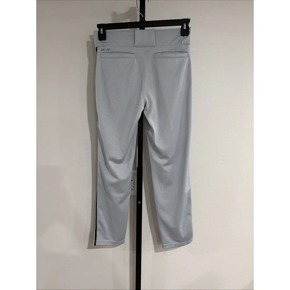 Nike Dri-FIT BOYS Large Gray Baseball Pants Black Piping Snap Waist NEW $35 F40